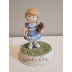 Country Cousins Enesco‎ 1986 Polly At The School Bus Stop Porcelain Figurine